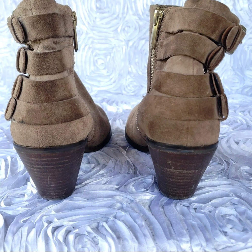 Sam Edelman Lucca Brown Suede Buckle Ankle Heel Boots Bootie Women's Size 7 M - Picture 7 of 8